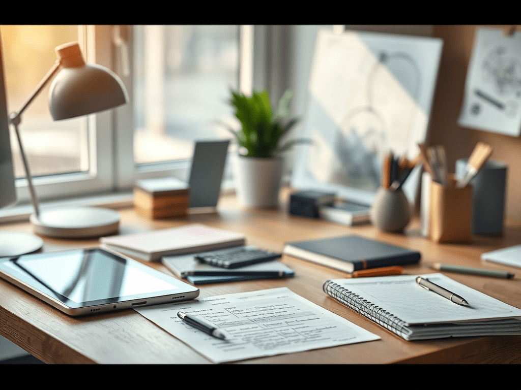 escritorio limpio para trabajo organizado. Productividad basada en los principios de building a second brain de tiago forte